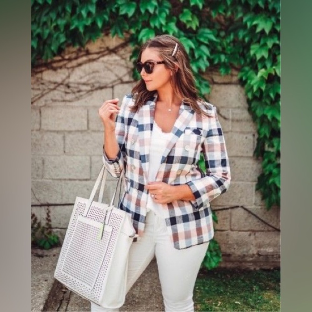 NWT $595 Veronica Beard Upcollar Schoolboy Gingham Blazer